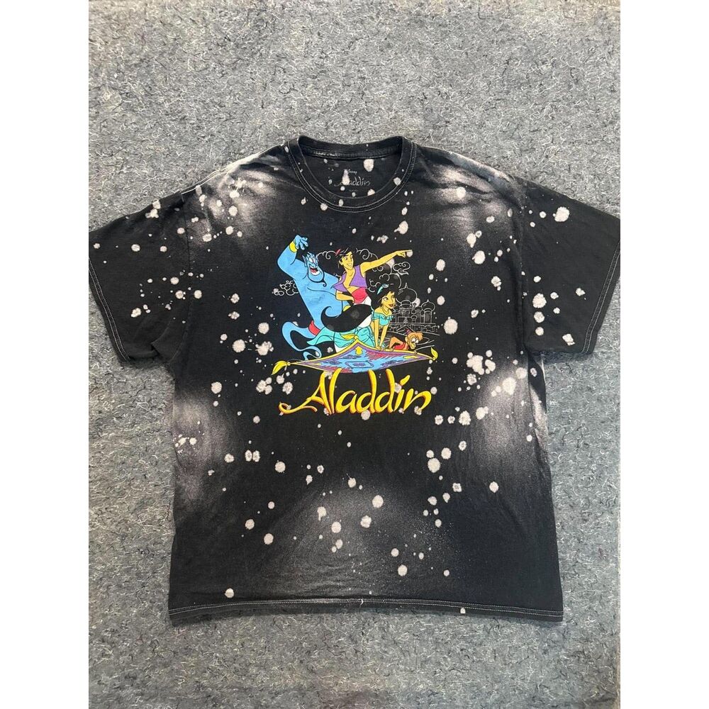 Disney Aladdin Bleach Splatter Graphic T-Shirt – Men’s XL